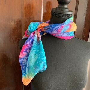 Colorful Hand Dyed Silk Scarf Dopamine Funky Bright
